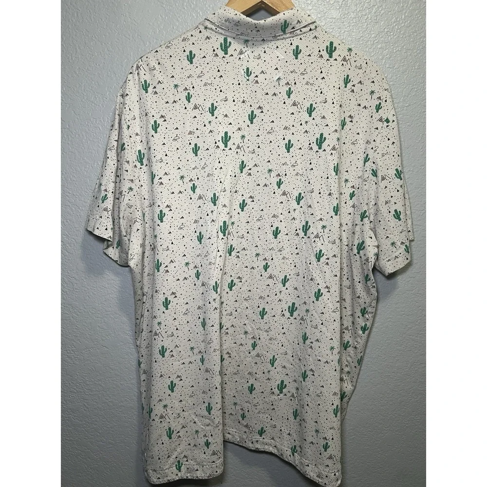 Adidas Adicross Shirt Mens 2XL Tan AOP Cactus Aztec Golf Short Sleeve SKU62
